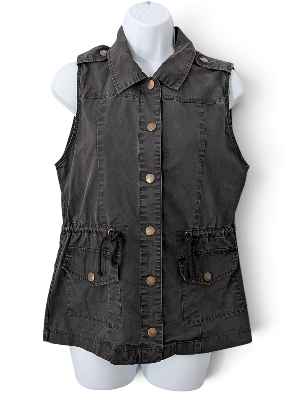 Zenana Outfitters Black Distressed Utility Cargo Vest